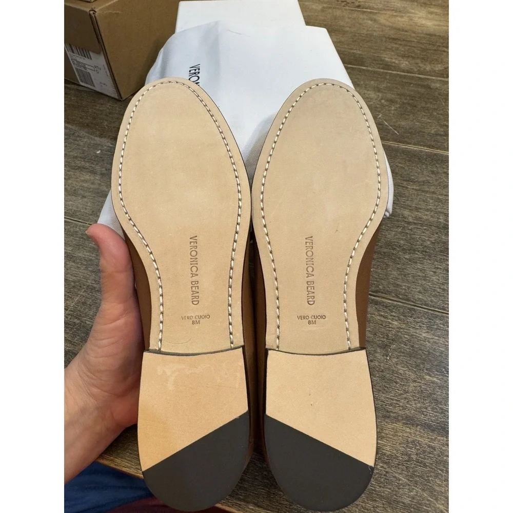 Veronica Beard Penny-2 leather loafers in a two-tone caramel and lily Size 8 - Picture 7 of 11